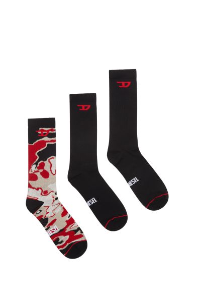 Homme Chaussettes Skm-Ray-Threepack Noir/Rouge