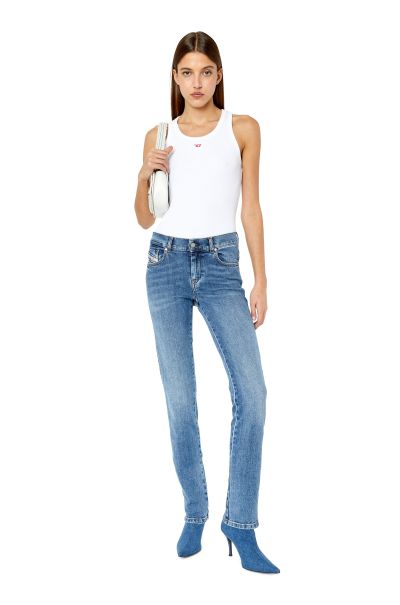 Bleu Moyen Femme Straight Jeans Sandy E09Aa Jeans